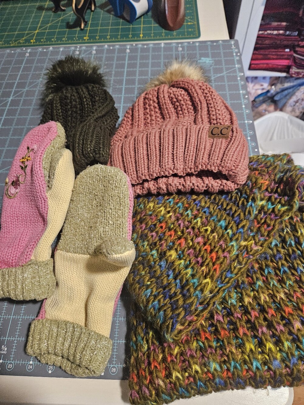 Winter Hats And Mittens Plus Scarf